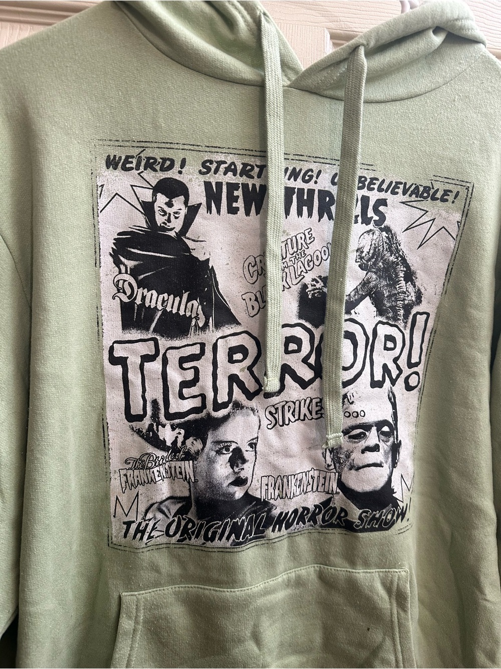 Universal Sage Green "TERROR" Graphic Pullover Hoodie - Picture 2 of 4